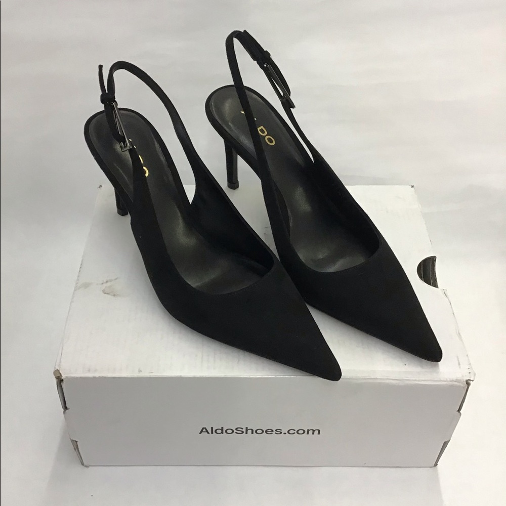Brand new Aldo women’s black heals with adjustable ankle strap size 6 Syliaa-007